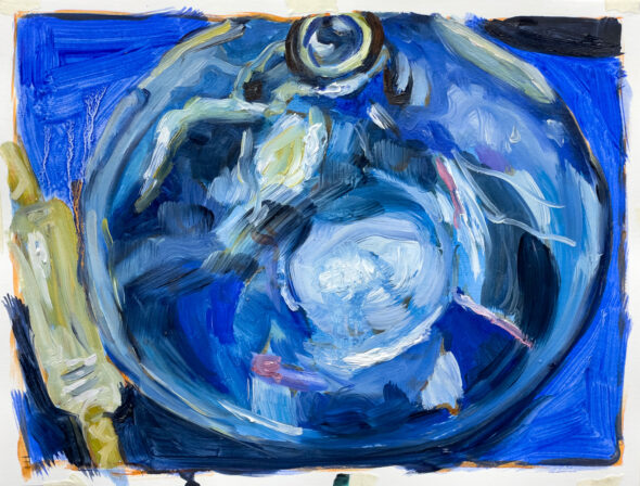 Martinho Costa, Vidro Azul, 2023, óleo sobre papel, 24x32cm BD