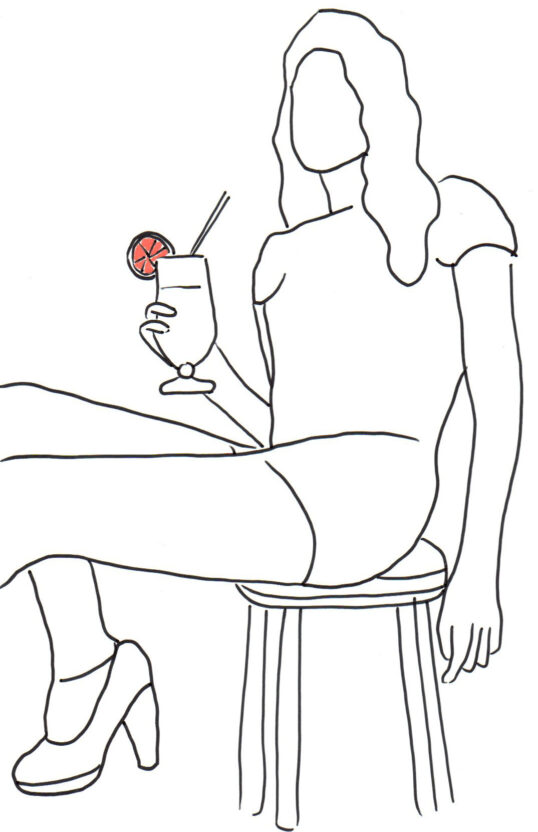 Lara Roseiro, Chá, café ou laranjada #3, 2023, Tinta permanente e acrílica sobre papel, 14x9