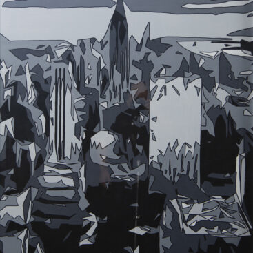 Frederico Ferreira aka Fred, New York, 2023, acrílico sobre madeira em caixa de vidro, 153x103 cm BD