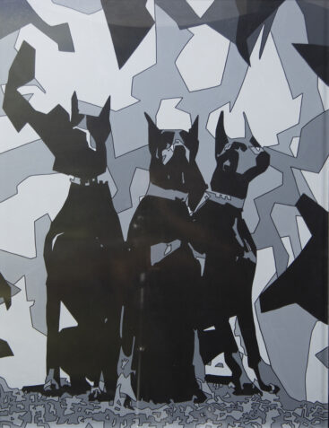 Frederico Ferreira aka Fred, Night Shadows, 2023, acrílico sobre madeira em caixa de vidro, 133x103 cm BD