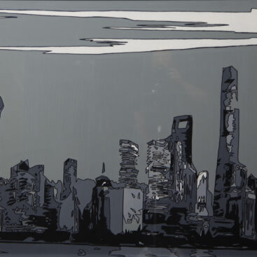 Frederico Ferreira aka Fred, Shanghai, 2023, acrílico sobre madeira em caixa de vidro, 93x183 cm BD