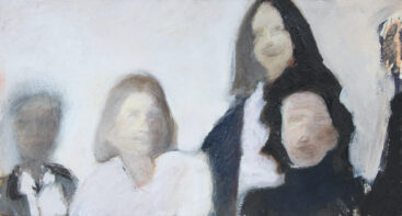 Ricardo Marcelino, Composição para cinco figuras (as professoras), 2023, óleo e carvão sobre papel, 20x37 cm BD