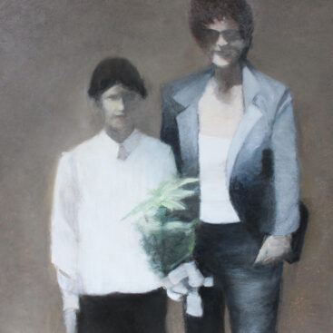 Ricardo Marcelino, Composição para retrato familiar, 2023, óleo e carvão sobre tela, 73,3x68,8 cm BD