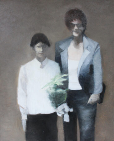 Ricardo Marcelino, Composição para retrato familiar, 2023, óleo e carvão sobre tela, 73,3x68,8 cm BD