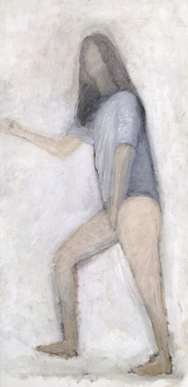 Ricardo Marcelino, Nu Feminino em pé a receber, 2021, óleo sobre papel, 49x24 cm BD
