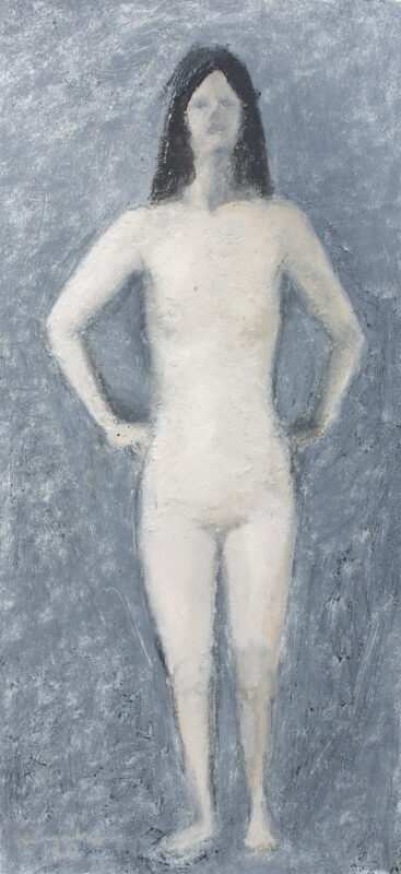 Ricardo Marcelino, Nu feminino de pé, 2020, óleo e tinta da china sobre papel, 70,9x33,5 cm BD