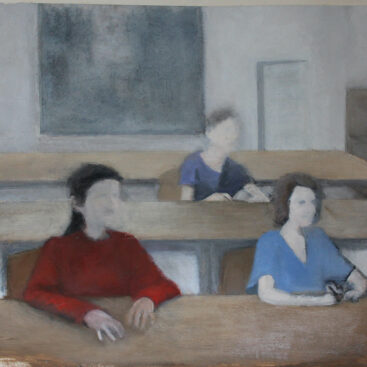 Ricardo Marcelino, Sala de aula, 2023, óleo e carvão sobre papel, 48,5x59 cm BD
