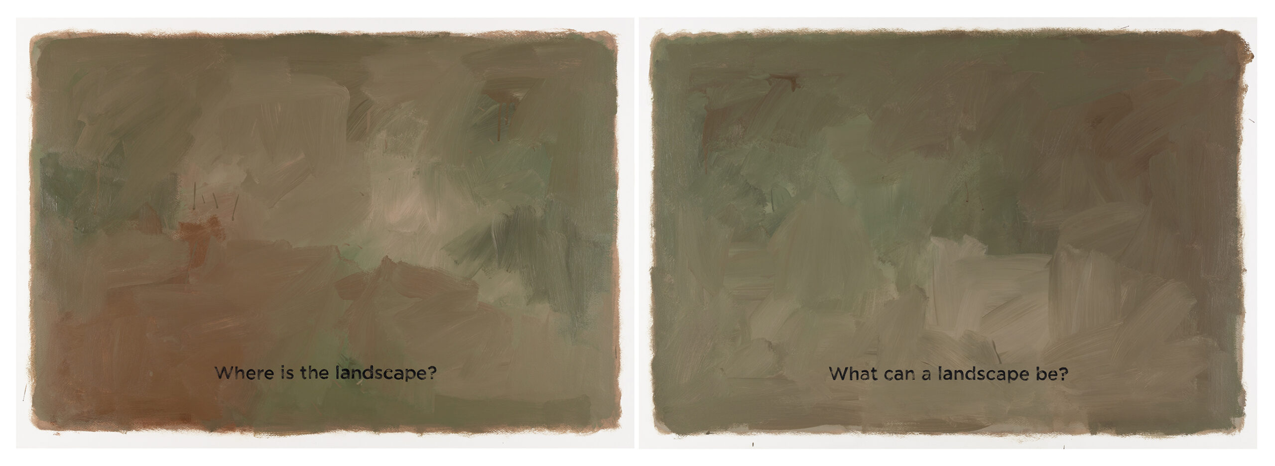 Alexandre Baptista, Where is the Landscape+What can a Landscape be, 2024, acrílico sobre papel, 75,4x108 cm (cada pintura) BD