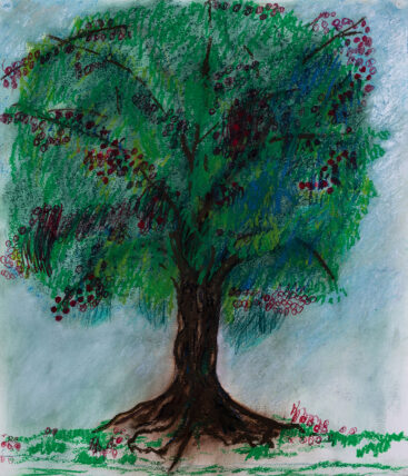 Fátima Mendonça, Cerejeira, 2020-2022, técnica mista sobre papel, 48,8x42 cm BD