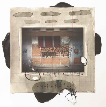 Isabel Sabino, Lido com personagens 19, 2019, técnica mista sobre papel, 16x16 cm BD