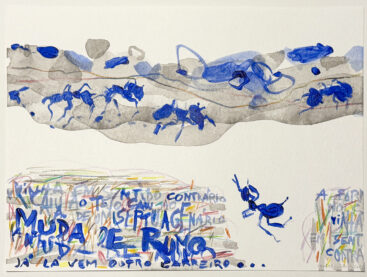 Isabel Sabino, Muda de rumo, 2025, técnica mista sobre papel, 21x29,7 cm BD