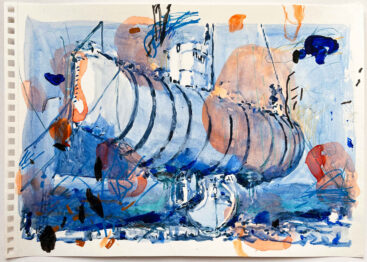 Isabel Sabino, Os álbuns de Ana- Realidade 22, 2021, técnica mista de aguadas sobre papel, 40x50 cm BD