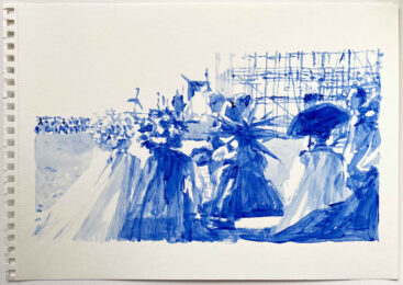 Isabel Sabino, Os álbuns de Ana- Realidade 3, 2021, técnica mista de aguadas sobre papel, 40x50 cm BD