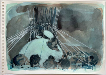 Isabel Sabino, Os álbuns de Ana- Realidade 42, 2021, técnica mista de aguadas sobre papel, 40x50 cm BD