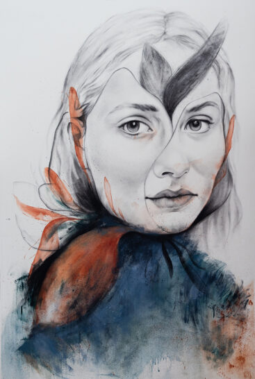 Diatomácia_Estado simbiótico I_ carvão e óleo sobre papel_110x74 cm_2025 BD