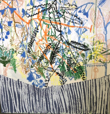 Engrácia Cardoso, Erva daninha - semente inquieta 3,2025, acrílico e óleo sobre tela, 120x120 cm BD