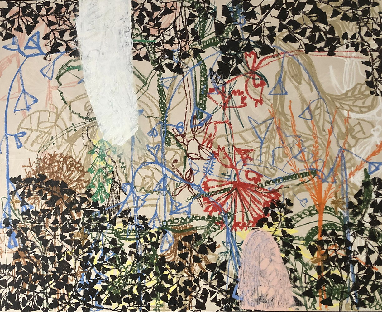 Engrácia Cardoso, Erva daninha - semente inquieta 4,2025, acrílico e óleo sobre tela, 150x120 cm BD