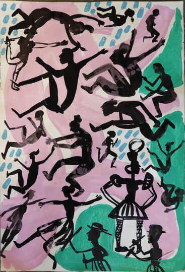 Engrácia Cardoso, Erva daninha - semente inquieta 8,2025, acrílico e tinta da china sobre papel, 111x76 cm BD