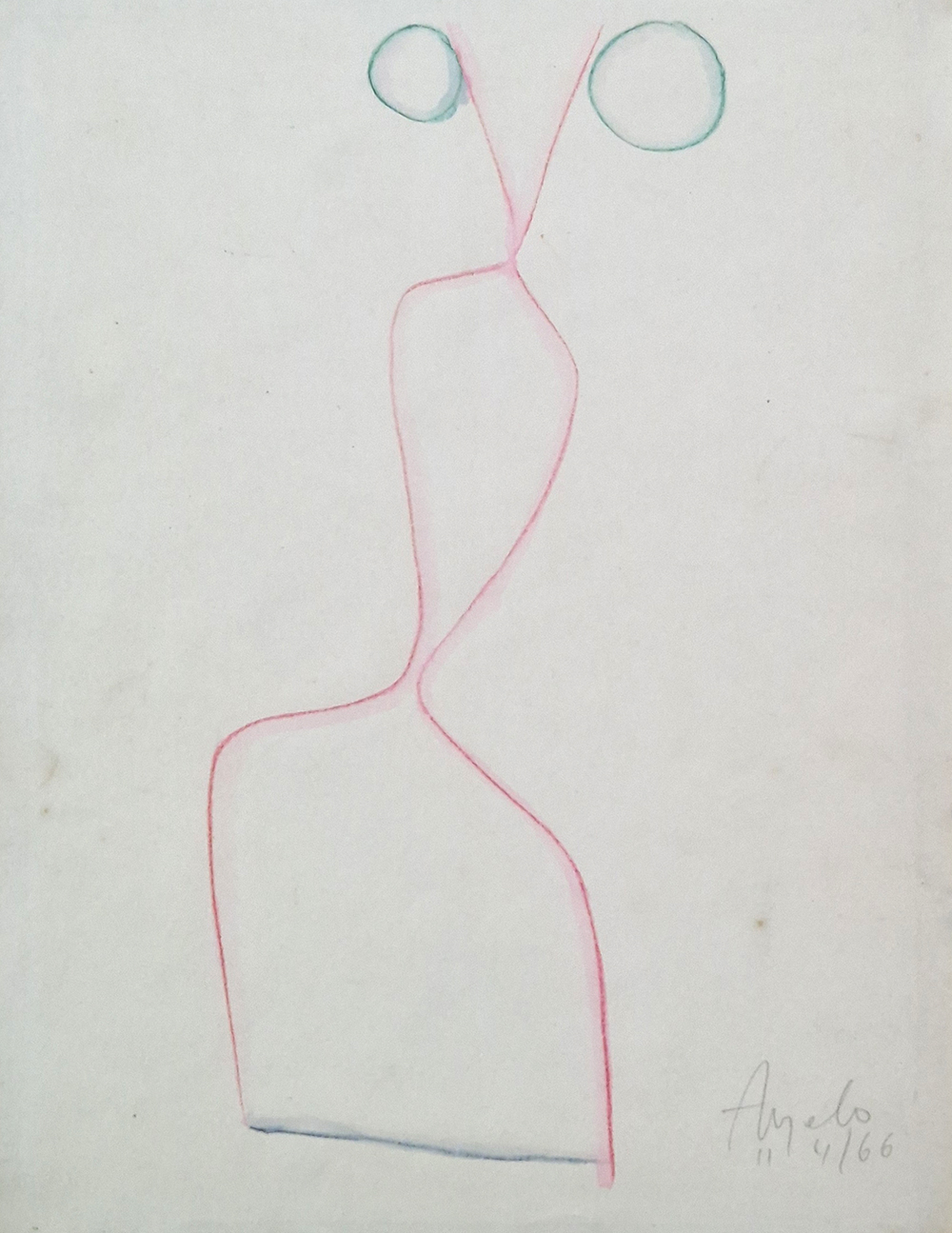 Ângelo de Sousa, Sem título, 11-4-1966, lápis de cor sobre papel, 30,5x21,5 cm BD