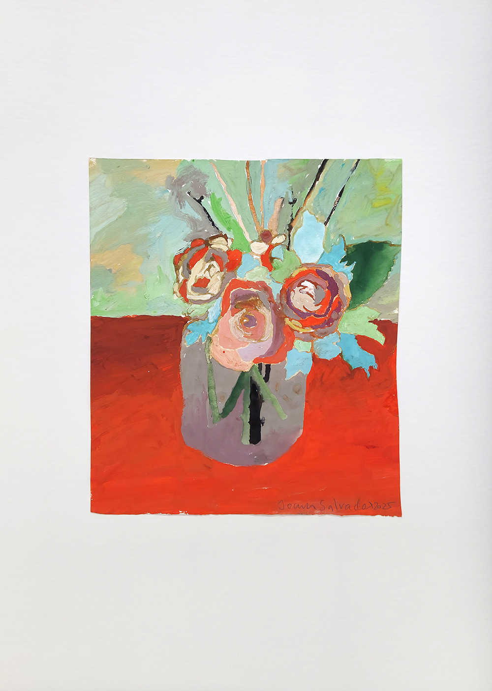 Joana Leitão Salvador, Flores, 2025, guache sobre papel, 35x31 cm BD