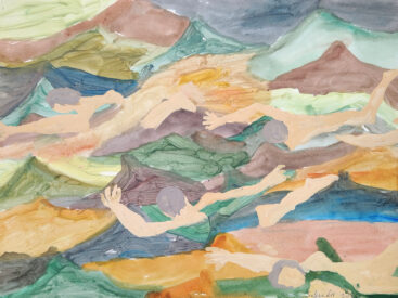 Joana Leitão Salvador, Nadadores, 2025, guache sobre papel, 46x61 cm BD