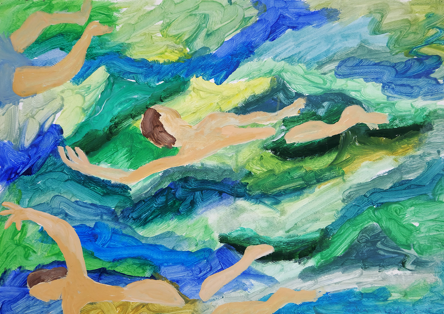 Joana Leitão Salvador, Nadadores, 2025, guache sobre papel, 50x70 cm BD