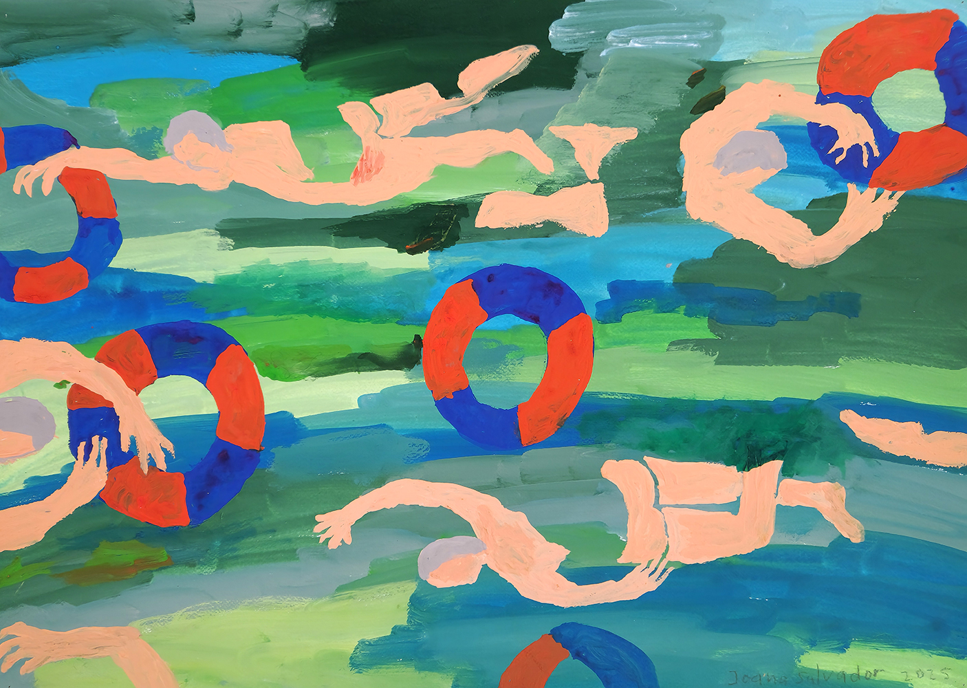 Joana Leitão Salvador, Nadadores, 2025, guache sobre papel, 50x70cm BD