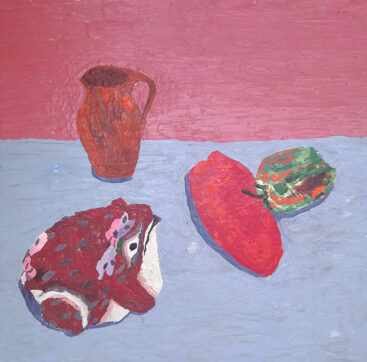 Joana Leitão Salvador, Sapo com malagueta, 2010, encáustica sobre madeira, 50,5x50,5 cm BD