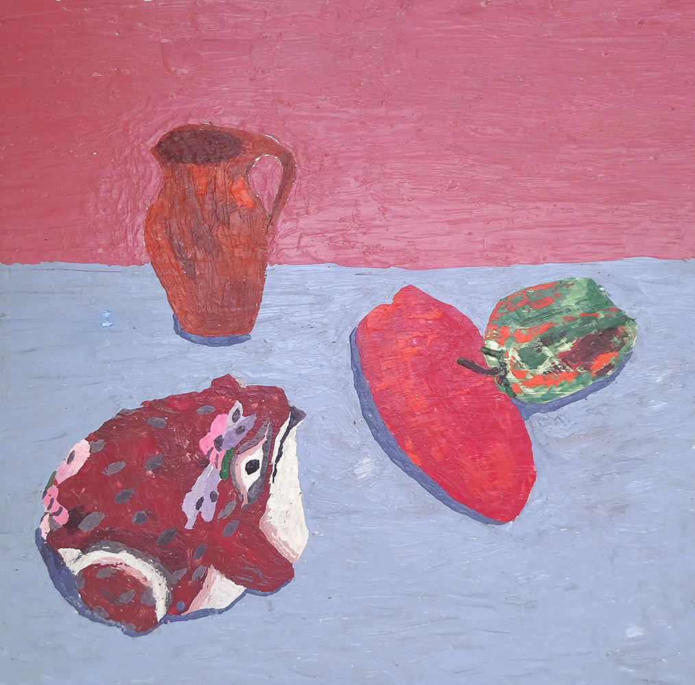 Joana Leitão Salvador, Sapo com malagueta, 2010, encáustica sobre madeira, 50,5x50,5 cm BD