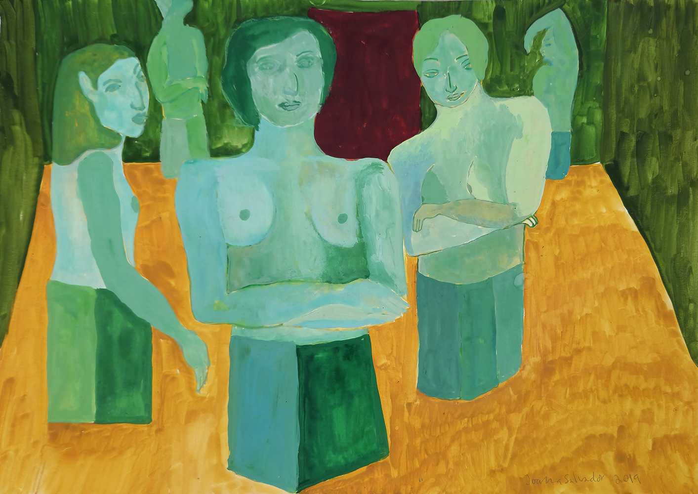 Joana Leitão Salvador, Semi-estátuas, 2019, guache sobre papel, 42x59,5 cm BD