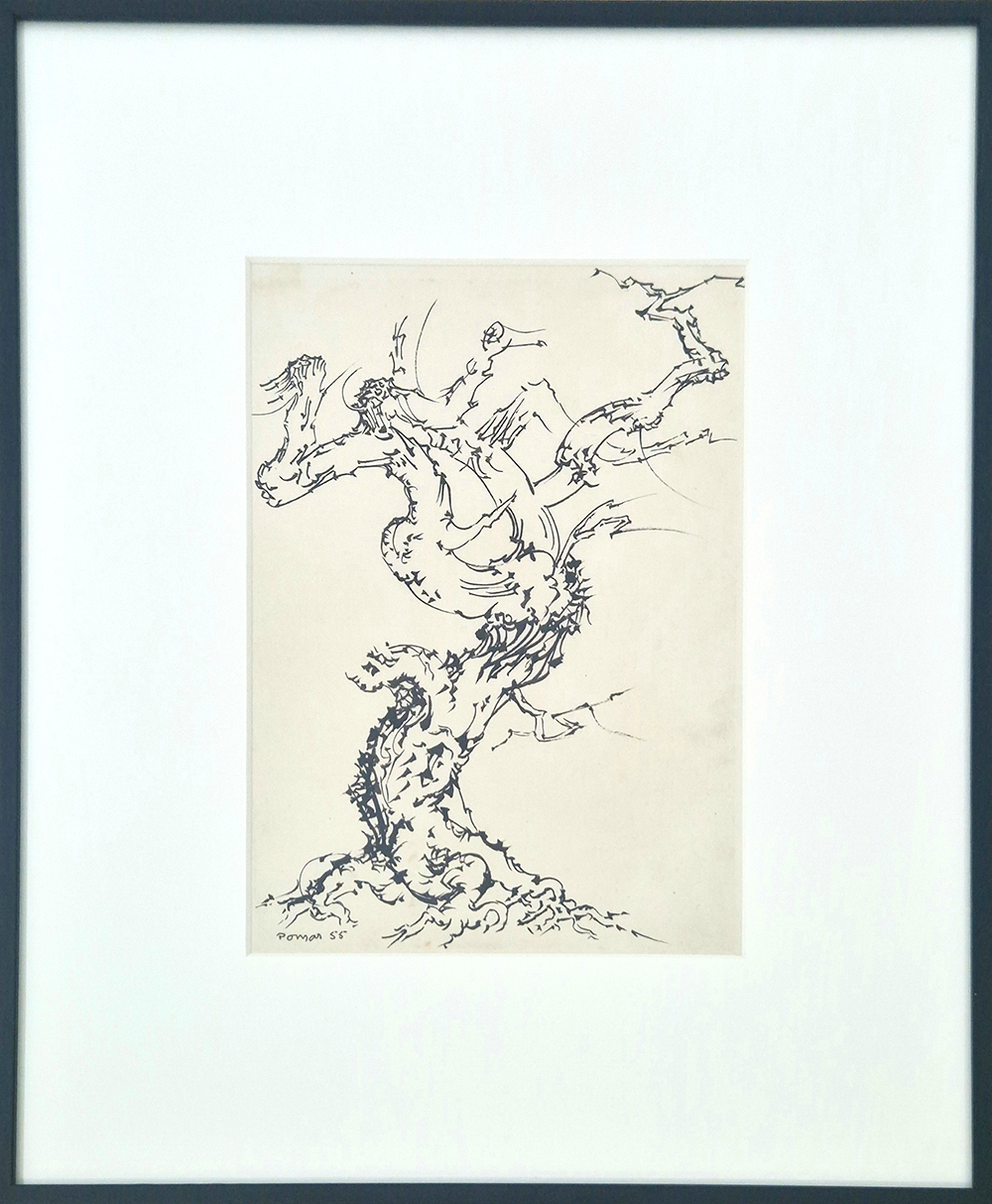Júlio Pomar, sem título, 1955, desenho sobre papel, 25,5x18,5 cm BD